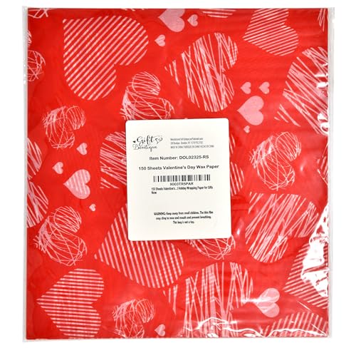 150 Sheets Valentine's Day Wax Paper Parchment Papers Red &amp;White Hearts ...