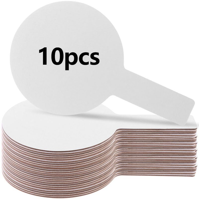 Photo 1 of 10 Pieces Dry Erase Answer Paddles Handheld Double Sided Paddles Mini White Boards Small White Board Dry Erase Signs Auction Paddles for Students Classroom Voting Games
