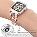 Falandi Apple Watch Band 38mm, Glittering Diamond Metal Rose Gold Case with Handmade Elastic Stretch Bracelet Fashion Women Girls Rhinestone Replacement Strap for iWatch Series 3/2 / 1(M, Pink-38mm)