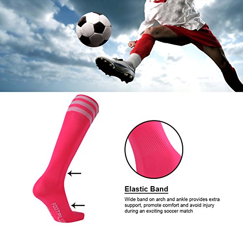 image for FOOTPLUS Soccer Socks, Men and Women Long Tube Triple Stripe School Un