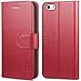 TUCCH iPhone SE Wallet Case, iPhone 5s Case, Premium PU Leather Flip Case Card Slot, Stand Holder Magnetic Closure [TPU Shockproof Interior Protective Case] Compatible iPhone SE / 5s / 5, Red