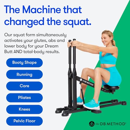 The DB Method Squat Machine, Workout Equipment for Home Gym, Exercise Leg and Glutes, Low Impact Lower Body Fitness Workouts, Training for Total-Body, Easy Setup, Foldable for Storage