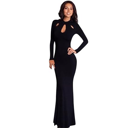 Amazon Com Fiaya Womens Sexy Solid Long Sleeve Hollow Out