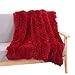 YOU SA Super Soft Long Shaggy Fuzzy Fur Faux Fur Warm Elegant Cozy with Fluffy Sherpa Throw Blanket 51''*63'',Burgundy Red