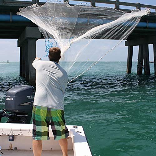 MoiShow Salzwasser Fischgussnetz für Köder - Falle Fisch Wurfnetz Angelgussnetz 1,2 m/1,8 m/2,4 m Radius mit… – Bild 3