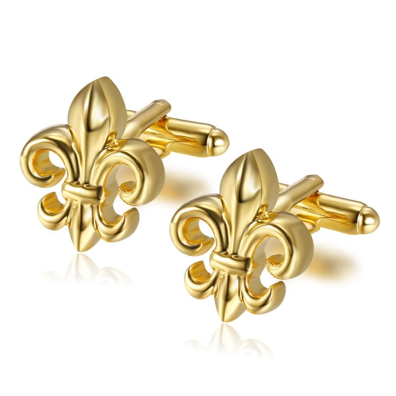 BOBIJOO Jewelry - Cufflinks Fleur de Lys Gilded Fine Gold