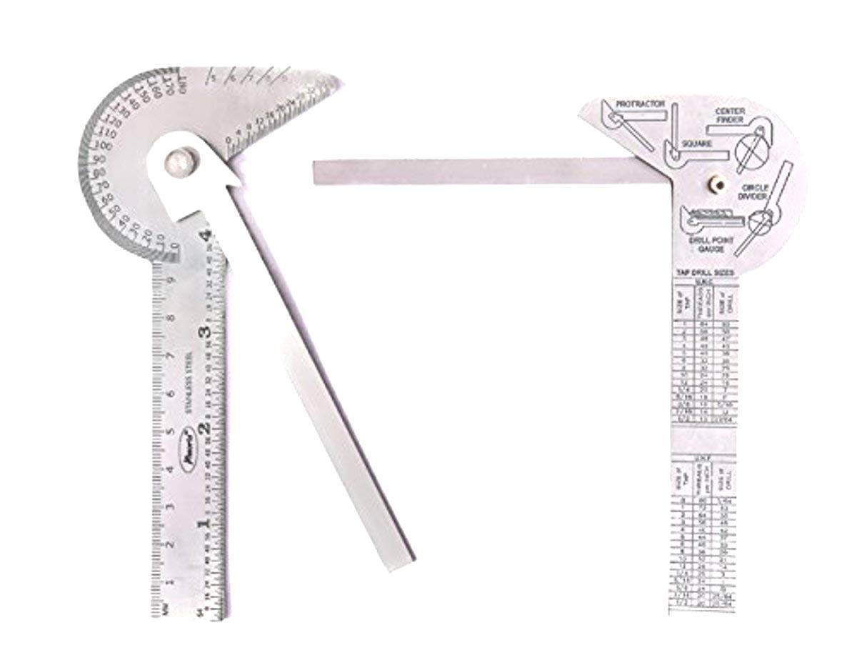 Precision MULTI PURPOSE Protractor Square Rule Centre Finder Divider Drill Point Gauge
