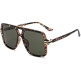 OUWEN Retro Oversized Polarized Square Sunglasses Womens Mens, Trendy Designer Big Rectangle Sun Glasses OW2237