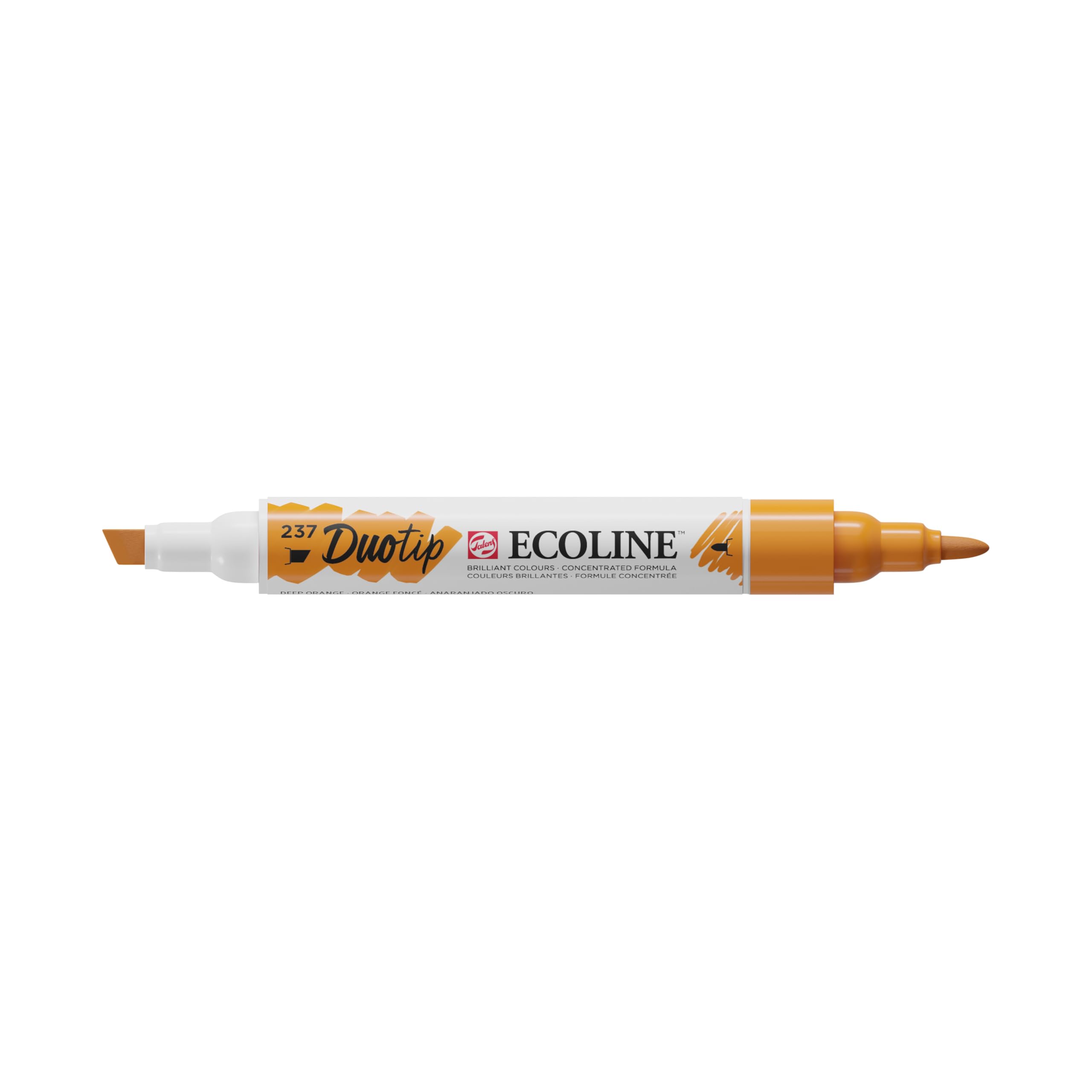 Ecoline Duotip - Deep Orange 237 - Watercolour Marker Dual Nibs - Slim Bullet & Chisel Tip - Vibrant Dye-Based - Ideal for Drawing, Illustrations, and Calligraphy