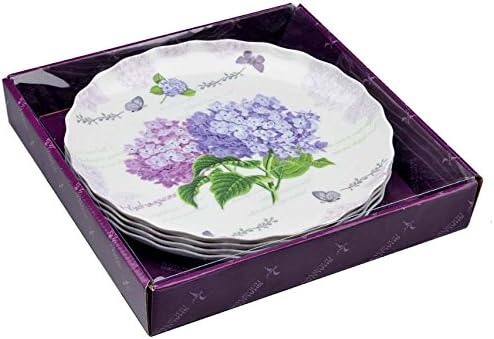 Shall Housewares International 8895-H 4 Piece Melamine Ruffle Round Tray Set, Hydrangea