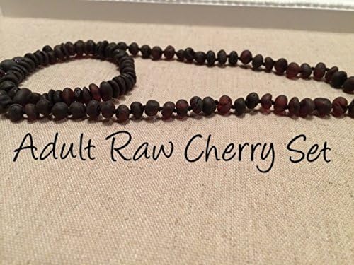 Baltic Amber Necklace and Bracelet for Adults Raw Cherry Set