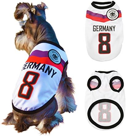 Dog Clothes Football T-shirt Dogs Costume National Soccer World Cup FIFA Jersey for Pet Germany (S, White)