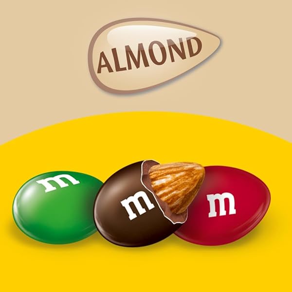 M&M’S ALMOND CHOCOLATE CANDY, FULL SIZE 2.83 OZ BAG, PACK OF 18 BULK CANDY CHOCOLATE
