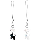 Ymapinc Mini Cat Phone Charm - Mini Cat Fish Bag Charms, Metal Kawaii Charm for Cell Case Matching Phone Pendant