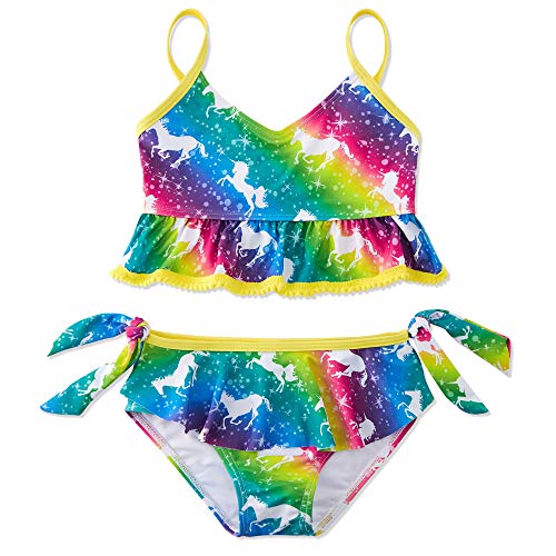 swimsobo Girls Swimsuits Two Piece Bathing Suit Sets 3D Printed Tankini Swimwear for 3-12 Years