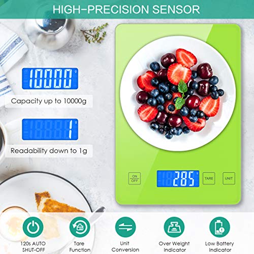 ORIA Kitchen Scale, Digital Food Scale, USB Rechargeable and with Waterproof Glass Body, Kitchen