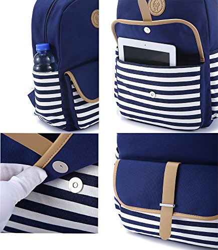 Canvas Laptop Bag Cute School Backpack College Bookbag Shoulder Daypack Casual Travel Bags for Teen Girls and Women