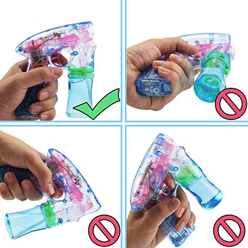 MAPIXO Light Up Bubble Gun 4 Pack with 8 Bubble Solution(No Noise), Prefect LED Bubble Blaster Shooter Blower Machine Set for Ideal Theme Party Favors, Outdoor Summer Game for Kid Child boy and Girl - Thumbnail 3