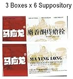Promptly relieves itching, burning, and discomfort - Mayinglong Musk Hemorrhoids Ointment Suppository Value Pack - 3x 6 Packs/Box