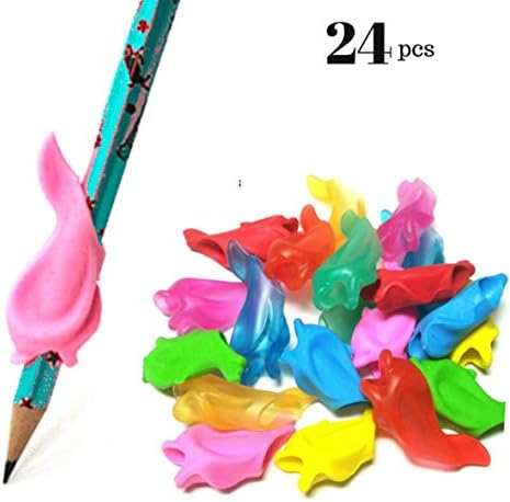 GRIPPIE-Set of 24 Ergonomic Pencil Grip for Better Hand Writing and Control. Assorted Colors