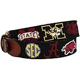 SEC Needlepoint Belt in Black by Smathers & Branson