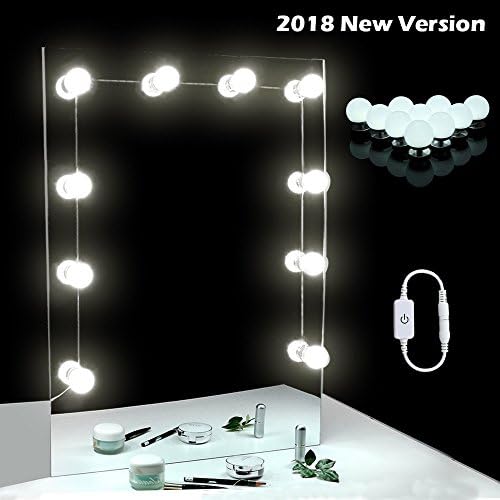Makeup Mirror Light, iMazer Hollywood Style LED Vanity Mirror Lights Kit with 10 Pcs Dimmable Ball Bulbs for DIY Cosmetic Makeup Vanity Table Set Bathroom Vanity Light with Touch Dimmer Switch