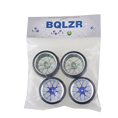 BQLZR Blue Plastic Y Shape Hub Wheel Rim with Smooth Tires for RC 1:10 On-road Racing Car & Drift Car Pack Of 4