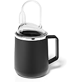 Punmoy Stainless Steel Sippy Cup with Straw, 15oz Adult Sippy Cup for Elderly Spill Proof, No Spill Cups for Bedridden Seniors Dementia Patients, Black