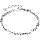 Jude Jewelers Stainless Steel Linked Hearts Olive Leaf Style Chain Bracelet