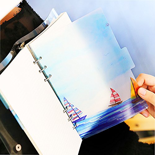 Rancco A6 Dividers Insertable Index Page Tab Cards, 2 Sets 12 Pcs Translucent 6-Holes Binder Classified Lables for Filofax Notebook/Travel Diary Journal/Planner w/Ruler