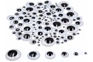 ZO.YEHAA 120pcs Black Googly Eyes Self Adhesive 6 Mixed Assorted Sizes, 6mm to 30mm Sticker Plastic Wiggle Googly Eyes for Crafts DIY Art Decorations 6 10 15 20 25 30mm