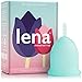 Lena Menstrual Cups, Reusable Period Cup, Tampons,Period Underwear and Pads Alternative, Feminine Care, Silicone Menstrual Cup, Made in USA, Super Heavy Flow, Large, Turquoise