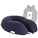 Neckstasy - 4 in 1 Bundle - Memory Foam Travel Neck Pillow with Carry Bag, Earplugs and Eye Mask, Navy Blue