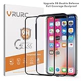 iPhone X Screen Protector, VRURC 5D Curved 9H Hardness Tempered Glass Screen Protector for iPhone X, HD Full Coverage iPhone X/10 Glass Protective Film [Double Defense Technology]