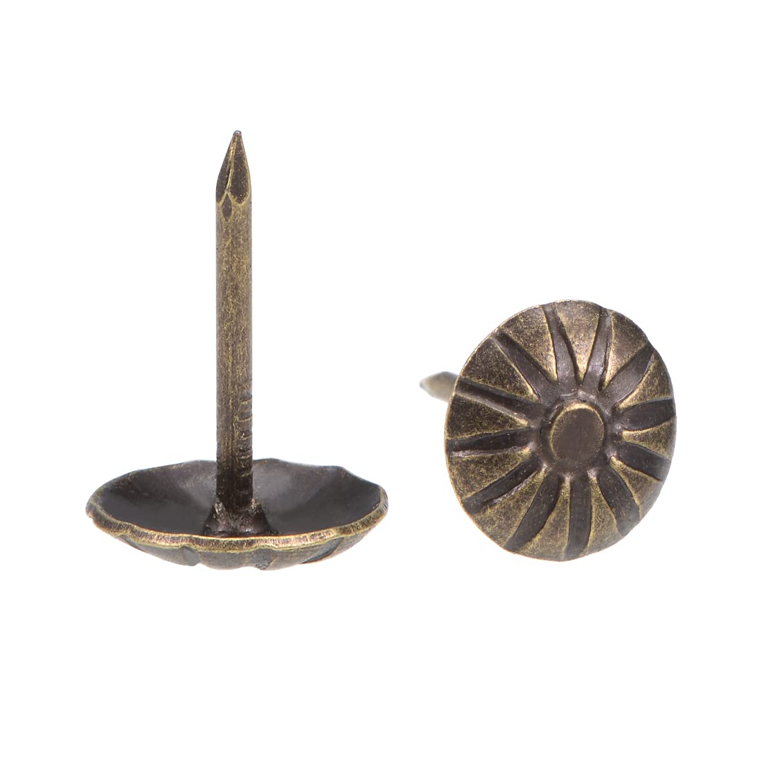 sourcing map Upholstery Nails Tack 11mmx16mm Retro Round Thumb Push Pins Dark Bronze Tone for Furniture Sofa Headboards, 100 Pcs