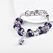 Elegant Silver European Charm Bracelet Purple Murano Glass Beads Bracelets (7.8inch/20cm) DB0009P-20