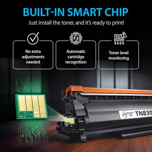 Smart Ink Compatible TN830XL Toner Cartridge Replacement for Brother TN830XL TN830BK TN830 XL with CHIP (2 Pack) to use with DCP-L2640DW HL-L2460DW MFC-L2820DW HL-L2400D HL-L2405W HL-L2865DW Printers