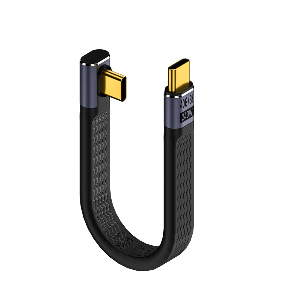Photo 1 of Kework 40Gbps USB Type C Cable, Straight Male to 90 Degree Angle Male USB C Cable, 240W PD QC Cord for Thunderbolt 4/3, 8K@60Hz, 0.39ft