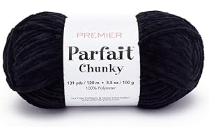PREMIER YARNS Premier Parfait Chunky Yarn - Super Bulky, Ideal for Knitting and Crocheting, Chenille, Black, 3.5 oz, 131 Yards