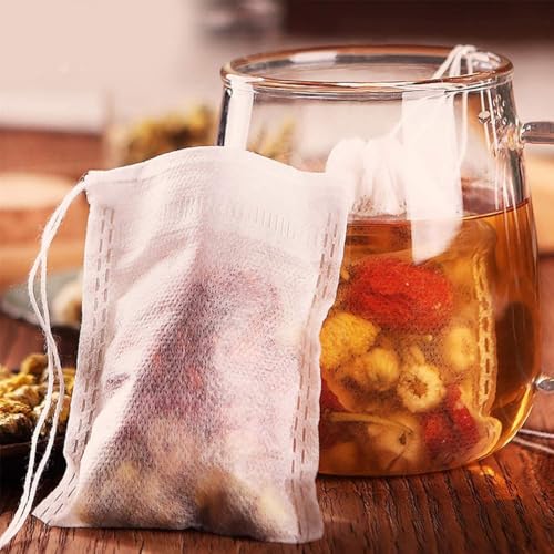Arabest Disposable Tea Filter Bags, 400pcs Safety and Environmental Food-grade Drawstring Tea Bags, Natural Tea Filter Bags for Loose Tea, Tea Strainer Suitable for Tea, Coffee, Spice (8x10cm)