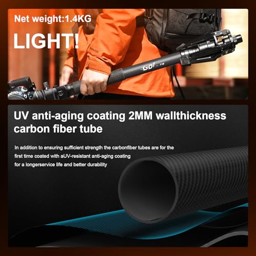 Camera Monopod, Extendable Carbon Fiber Monopod with Stands, 165cm with 360° Head, Arca Quick Mount System, Max Load 10kg Monopod Camera (M1S)