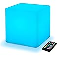 Mr.Go 10-inch Rechargeable LED Cube Light w/Remote, 16 RGB Colors & Dimmable LED Cube Lamp Night Light Mood Lamp, Ambient Decorative Lighting, Cordless & Waterproof for Indoor Outdoor Use