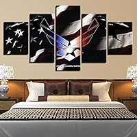 HIOJDWA Paintings Modern Home Decor Wall Art 5 Panel American Flag Air Force Living Room Canvas Hd Print Modular Painting Pictures Poster Frame