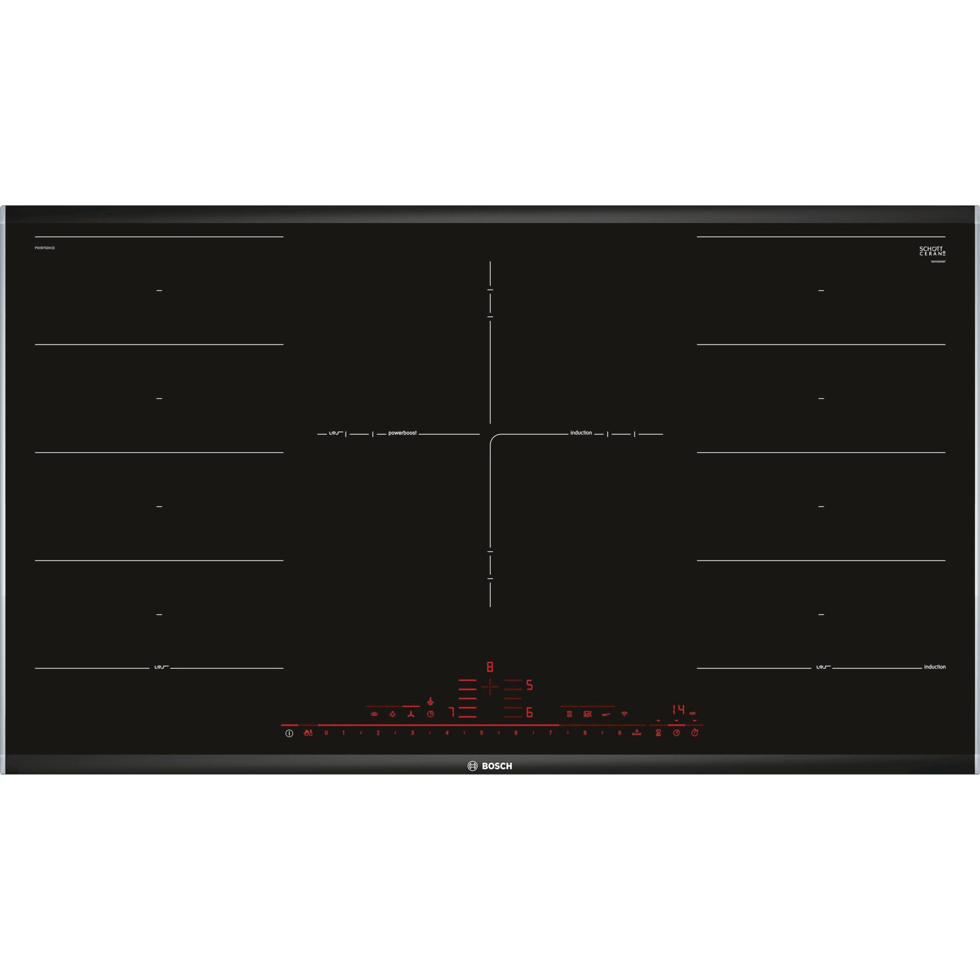 Bosch 8 Series pxv975dv1e Integrated – Plate (Built-in, Induction Plate, Glass and Ceramic, Black, 3300 W, 400 x 230 mm)