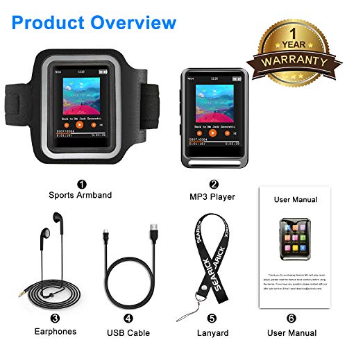 MP3 Player, Searick 16G MP3 Player with Bluetooth 4.2, 2.4" LCD Portable HiFi Lossless Sound
