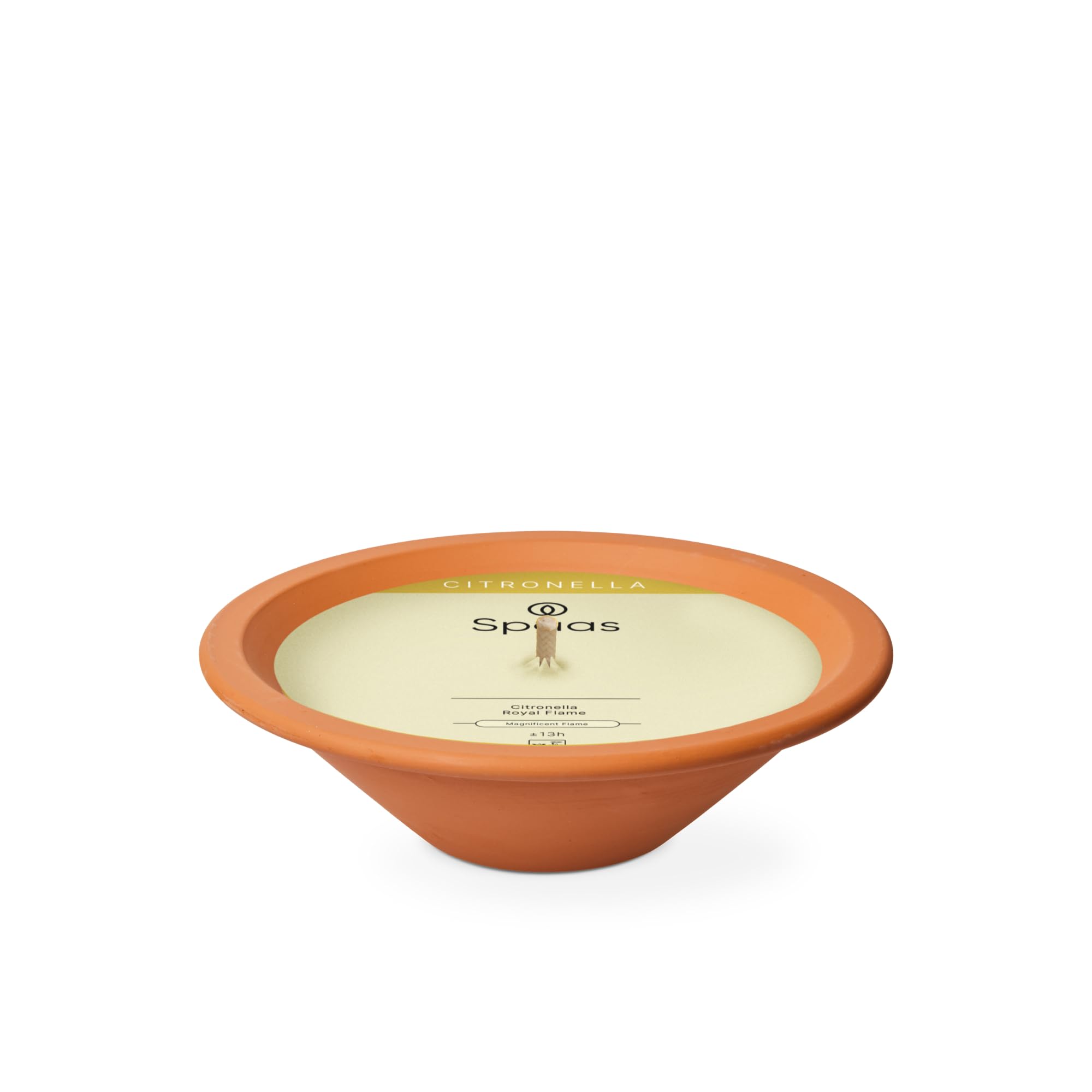 Spaas Royal Flame Citronella Outdoor Candle in Terracotta Dish, ± 13 Hours, Yellow
