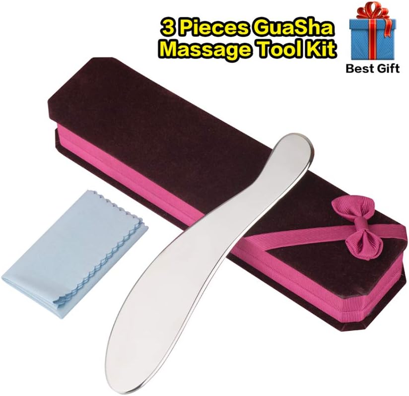 Gua Sha Tools - Ollimy Medical Grade Stainless Steel GuaSha Scraping MassageTool - IASTM Tools for Soft Tissue Mobilization and Reduce Muscle Pain for Back, Legs, Arms,Neck,Shoulder