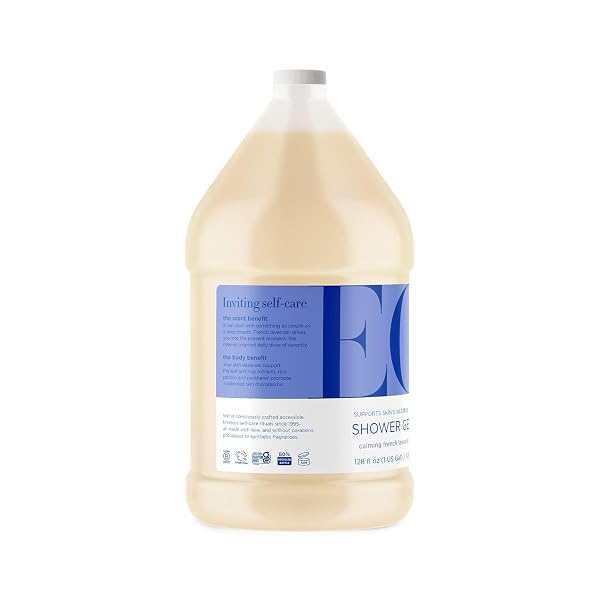 EO SHOWER GEL REFILL, 1 GALLON, FRENCH LAVENDER, BODY WASH MADE WITH ESSENTIAL OILS FOR MEN AND WOMEN