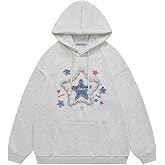 Aelfric Eden Womens Oversized Hoodies Star Graphic Fleece Hooded Streetwear Unisex Sweatshirts Pullover with Pocket