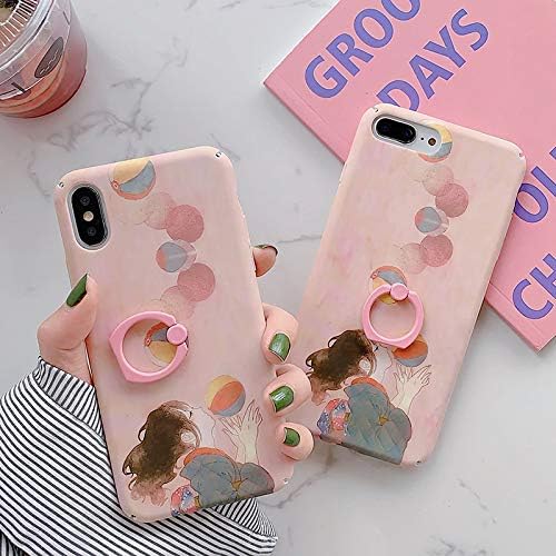 Ninetee Finger Ring Grip Case for iPhone X XS max XR XS Phone Holder Case for iPhone 7 8 7 Plus 8 Plus Bubble Ball Girl Pattern Cover (for iPhone Xs Max)